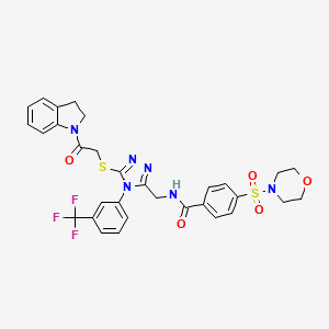 molecular formula C31H29F3N6O5S2 B2444362 N-((5-((2-(indolin-1-yl)-2-oxoethyl)thio)-4-(3-(trifluoromethyl)phenyl)-4H-1,2,4-triazol-3-yl)methyl)-4-(morpholinosulfonyl)benzamide CAS No. 309967-98-4
