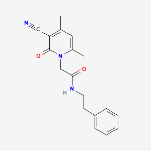 molecular formula C18H19N3O2 B2444366 2-(3-cyano-4,6-dimethyl-2-oxopyridin-1(2H)-yl)-N-phenethylacetamide CAS No. 932475-09-7