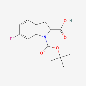 molecular formula C14H16FNO4 B2444369 1-Tert-butoxycarbonyl-6-fluoro-indoline-2-carboxylic acid CAS No. 2137506-47-7