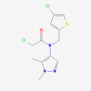 molecular formula C12H13Cl2N3OS B2444372 2-Chloro-N-[(4-chlorothiophen-2-yl)methyl]-N-(1,5-dimethylpyrazol-4-yl)acetamide CAS No. 2411271-67-3