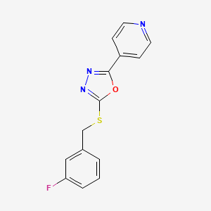 molecular formula C14H10FN3OS B2444374 2-(3-Fluorobenzylthio)-5-(4-pyridyl)-1,3,4-oxadiazole CAS No. 478482-77-8