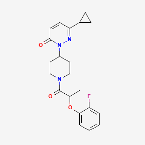 molecular formula C21H24FN3O3 B2444380 6-Cyclopropyl-2-[1-[2-(2-fluorophenoxy)propanoyl]piperidin-4-yl]pyridazin-3-one CAS No. 2310156-11-5
