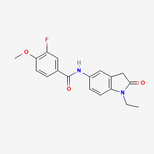molecular formula C18H17FN2O3 B2444387 N-(1-ethyl-2-oxoindolin-5-yl)-3-fluoro-4-methoxybenzamide CAS No. 1448045-40-6