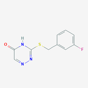 molecular formula C10H8FN3OS B2444388 3-((3-fluorobenzyl)thio)-1,2,4-triazin-5(4H)-one CAS No. 149738-99-8