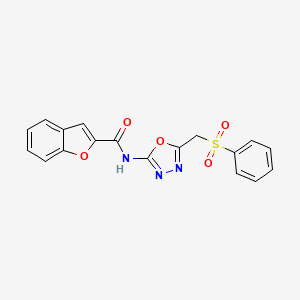 molecular formula C18H13N3O5S B2444397 N-(5-((phenylsulfonyl)methyl)-1,3,4-oxadiazol-2-yl)benzofuran-2-carboxamide CAS No. 922472-97-7