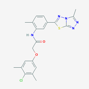 molecular formula C21H20ClN5O2S B244440 2-(4-chloro-3,5-dimethylphenoxy)-N-[2-methyl-5-(3-methyl[1,2,4]triazolo[3,4-b][1,3,4]thiadiazol-6-yl)phenyl]acetamide 