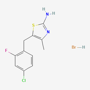 molecular formula C11H11BrClFN2S B2444404 5-[(4-Chloro-2-fluorophenyl)methyl]-4-methyl-1,3-thiazol-2-amine hydrobromide CAS No. 1795494-04-0