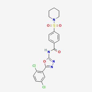 molecular formula C20H18Cl2N4O4S B2444409 N-(5-(2,5-dichlorophenyl)-1,3,4-oxadiazol-2-yl)-4-(piperidin-1-ylsulfonyl)benzamide CAS No. 891133-51-0