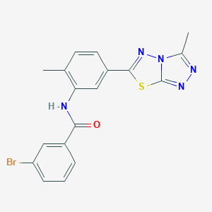 molecular formula C18H14BrN5OS B244441 3-bromo-N-[2-methyl-5-(3-methyl[1,2,4]triazolo[3,4-b][1,3,4]thiadiazol-6-yl)phenyl]benzamide 