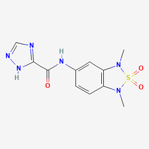 molecular formula C11H12N6O3S B2444420 N-(1,3-dimethyl-2,2-dioxido-1,3-dihydrobenzo[c][1,2,5]thiadiazol-5-yl)-1H-1,2,4-triazole-5-carboxamide CAS No. 2034403-15-9
