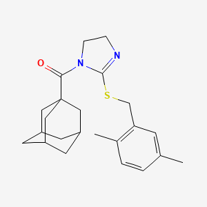 molecular formula C23H30N2OS B2444427 1-Adamantyl-[2-[(2,5-dimethylphenyl)methylsulfanyl]-4,5-dihydroimidazol-1-yl]methanone CAS No. 851804-27-8