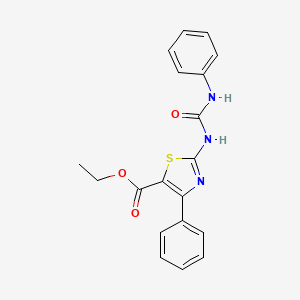 molecular formula C19H17N3O3S B2444432 Ethyl 2-[(anilinocarbonyl)amino]-4-phenyl-1,3-thiazole-5-carboxylate CAS No. 339015-94-0