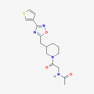 molecular formula C16H20N4O3S B2444433 N-(2-oxo-2-(3-((3-(thiophen-3-yl)-1,2,4-oxadiazol-5-yl)methyl)piperidin-1-yl)ethyl)acetamide CAS No. 1705944-66-6