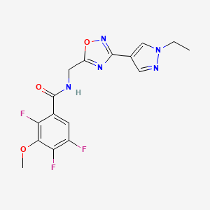 molecular formula C16H14F3N5O3 B2444434 N-((3-(1-乙基-1H-吡唑-4-基)-1,2,4-噁二唑-5-基)甲基)-2,4,5-三氟-3-甲氧基苯甲酰胺 CAS No. 2034304-89-5