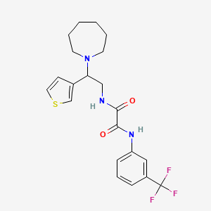 molecular formula C21H24F3N3O2S B2444447 N1-(2-(azepan-1-yl)-2-(thiophen-3-yl)ethyl)-N2-(3-(trifluoromethyl)phenyl)oxalamide CAS No. 946201-57-6