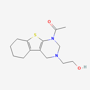 molecular formula C14H20N2O2S B2444448 1-[3-(2-Hydroxyethyl)-2,4,5,6,7,8-hexahydro-[1]benzothiolo[2,3-d]pyrimidin-1-yl]ethanone CAS No. 618402-91-8