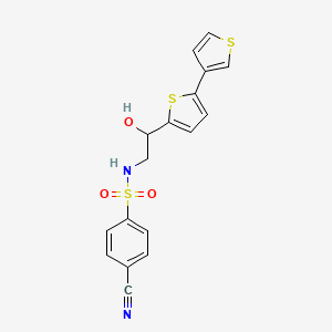 molecular formula C17H14N2O3S3 B2444450 N-(2-([2,3'-bithiophen]-5-yl)-2-hydroxyethyl)-4-cyanobenzenesulfonamide CAS No. 2210141-39-0