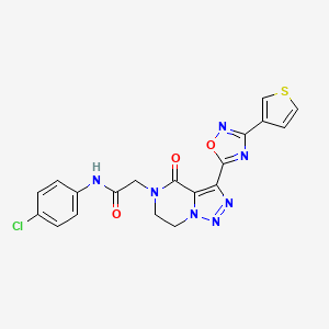 molecular formula C19H14ClN7O3S B2444461 N-(4-chlorophenyl)-2-[4-oxo-3-[3-(3-thienyl)-1,2,4-oxadiazol-5-yl]-6,7-dihydro[1,2,3]triazolo[1,5-a]pyrazin-5(4H)-yl]acetamide CAS No. 1984167-37-4