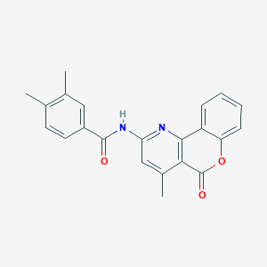 molecular formula C22H18N2O3 B2444470 3,4-dimethyl-N-(4-methyl-5-oxochromeno[4,3-b]pyridin-2-yl)benzamide CAS No. 851411-35-3
