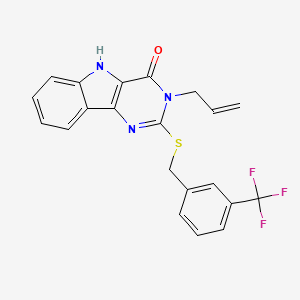 molecular formula C21H16F3N3OS B2444474 3-allyl-2-((3-(trifluoromethyl)benzyl)thio)-3H-pyrimido[5,4-b]indol-4(5H)-one CAS No. 887217-85-8