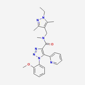 molecular formula C24H27N7O2 B2444482 N-[(1-ethyl-3,5-dimethyl-1H-pyrazol-4-yl)methyl]-1-(2-methoxyphenyl)-N-methyl-5-pyridin-2-yl-1H-1,2,3-triazole-4-carboxamide CAS No. 1396768-09-4