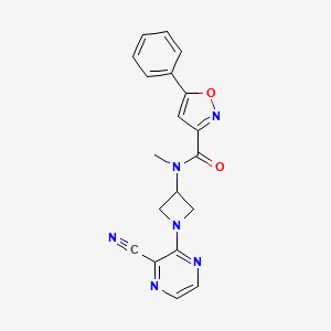 molecular formula C19H16N6O2 B2444489 N-[1-(3-Cyanopyrazin-2-yl)azetidin-3-yl]-N-methyl-5-phenyl-1,2-oxazole-3-carboxamide CAS No. 2380180-15-2