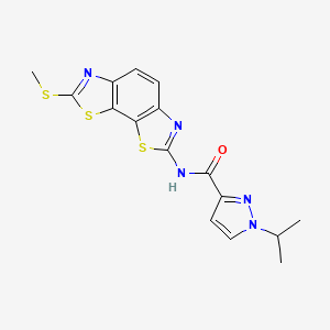 molecular formula C16H15N5OS3 B2444493 1-isopropyl-N-(7-(methylthio)benzo[1,2-d:4,3-d']bis(thiazole)-2-yl)-1H-pyrazole-3-carboxamide CAS No. 1203360-49-9