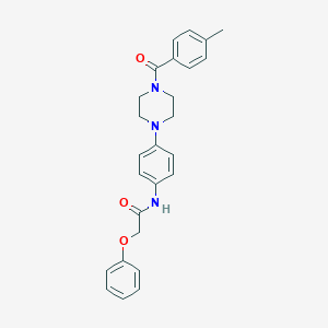 molecular formula C26H27N3O3 B244450 N-{4-[4-(4-Methylbenzoyl)piperazin-1-YL]phenyl}-2-phenoxyacetamide 