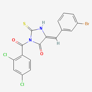 molecular formula C17H9BrCl2N2O2S B2444500 5-[(3-Bromophenyl)methylidene]-3-(2,4-dichlorobenzoyl)-2-sulfanylideneimidazolidin-4-one CAS No. 565170-80-1