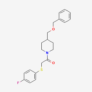 molecular formula C21H24FNO2S B2444503 1-(4-((Benzyloxy)methyl)piperidin-1-yl)-2-((4-fluorophenyl)thio)ethanone CAS No. 1251645-11-0