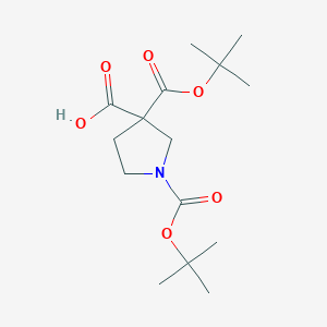 molecular formula C15H25NO6 B2444518 1,3-Bis[(tert-butoxy)carbonyl]pyrrolidine-3-carboxylic acid CAS No. 1955557-34-2