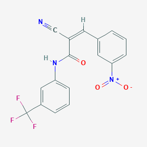 molecular formula C17H10F3N3O3 B2444524 (Z)-2-cyano-3-(3-nitrophenyl)-N-(3-(trifluoromethyl)phenyl)acrylamide CAS No. 376604-84-1