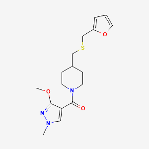 (4-(((furan-2-ylmethyl)thio)methyl)piperidin-1-yl)(3-methoxy-1-methyl-1H-pyrazol-4-yl)methanone