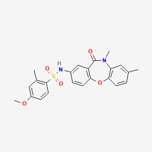 molecular formula C23H22N2O5S B2444533 N-(8,10-dimethyl-11-oxo-10,11-dihydrodibenzo[b,f][1,4]oxazepin-2-yl)-4-methoxy-2-methylbenzenesulfonamide CAS No. 922090-21-9