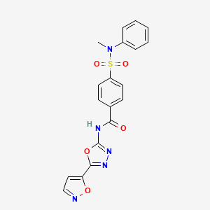 molecular formula C19H15N5O5S B2444536 N-(5-(isoxazol-5-yl)-1,3,4-oxadiazol-2-yl)-4-(N-methyl-N-phenylsulfamoyl)benzamide CAS No. 946281-56-7