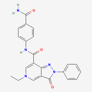molecular formula C22H19N5O3 B2444541 N-(4-carbamoylphenyl)-5-ethyl-3-oxo-2-phenyl-3,5-dihydro-2H-pyrazolo[4,3-c]pyridine-7-carboxamide CAS No. 921577-58-4