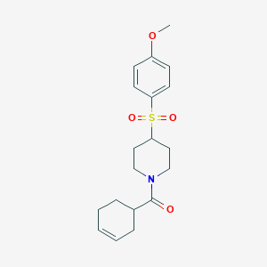 molecular formula C19H25NO4S B2444544 Cyclohex-3-en-1-yl(4-((4-methoxyphenyl)sulfonyl)piperidin-1-yl)methanone CAS No. 1448128-42-4