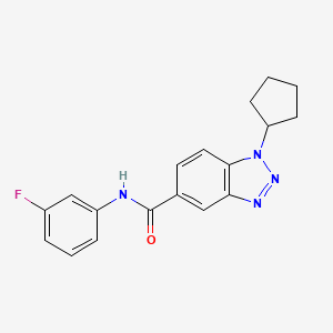 molecular formula C18H17FN4O B2444552 1-cyclopentyl-N-(3-fluorophenyl)-1H-1,2,3-benzotriazole-5-carboxamide CAS No. 1358891-70-9