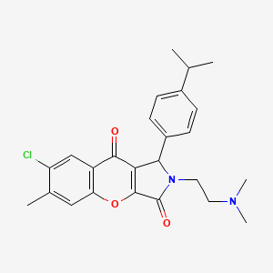 molecular formula C25H27ClN2O3 B2444555 7-Chloro-2-(2-(dimethylamino)ethyl)-1-(4-isopropylphenyl)-6-methyl-1,2-dihydrochromeno[2,3-c]pyrrole-3,9-dione CAS No. 886141-54-4