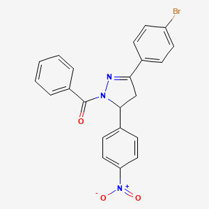 molecular formula C22H16BrN3O3 B2444561 [5-(4-Bromophenyl)-3-(4-nitrophenyl)-3,4-dihydropyrazol-2-yl]-phenylmethanone CAS No. 320368-10-3