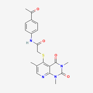 molecular formula C20H20N4O4S B2444563 N-(4-acetylphenyl)-2-((1,3,6-trimethyl-2,4-dioxo-1,2,3,4-tetrahydropyrido[2,3-d]pyrimidin-5-yl)thio)acetamide CAS No. 900004-13-9