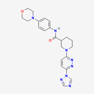 molecular formula C22H26N8O2 B2444570 1-(6-(1H-1,2,4-triazol-1-yl)pyridazin-3-yl)-N-(4-morpholinophenyl)piperidine-3-carboxamide CAS No. 1797092-45-5