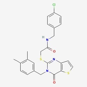 molecular formula C24H22ClN3O2S2 B2444578 N-(4-chlorobenzyl)-2-{[3-(3,4-dimethylbenzyl)-4-oxo-3,4-dihydrothieno[3,2-d]pyrimidin-2-yl]sulfanyl}acetamide CAS No. 1252922-83-0