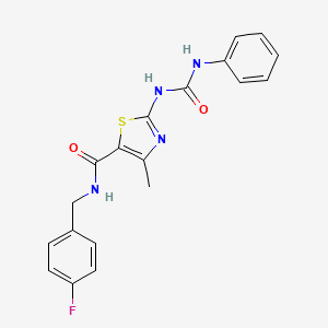 molecular formula C19H17FN4O2S B2444594 N-(4-氟苯甲基)-4-甲基-2-(3-苯基脲基)噻唑-5-甲酰胺 CAS No. 941974-79-4