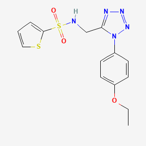 molecular formula C14H15N5O3S2 B2444599 N-((1-(4-ethoxyphenyl)-1H-tetrazol-5-yl)methyl)thiophene-2-sulfonamide CAS No. 941922-42-5