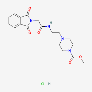 molecular formula C18H23ClN4O5 B2444602 Methyl 4-(2-(2-(1,3-dioxoisoindolin-2-yl)acetamido)ethyl)piperazine-1-carboxylate hydrochloride CAS No. 1351599-90-0