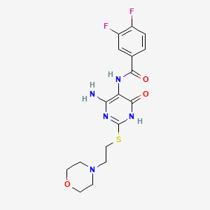molecular formula C17H19F2N5O3S B2444603 N-(4-amino-2-((2-morpholinoethyl)thio)-6-oxo-1,6-dihydropyrimidin-5-yl)-3,4-difluorobenzamide CAS No. 888428-96-4