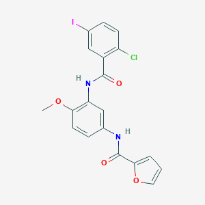 molecular formula C19H14ClIN2O4 B244461 N-{3-[(2-chloro-5-iodobenzoyl)amino]-4-methoxyphenyl}-2-furamide 