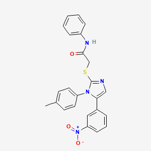 molecular formula C24H20N4O3S B2444610 2-((5-(3-nitrophenyl)-1-(p-tolyl)-1H-imidazol-2-yl)thio)-N-phenylacetamide CAS No. 1285940-28-4