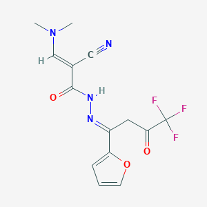 (E)-2-cyano-3-(dimethylamino)-N'-[(E)-4,4,4-trifluoro-1-(2-furyl)-3-oxobutylidene]-2-propenohydrazide